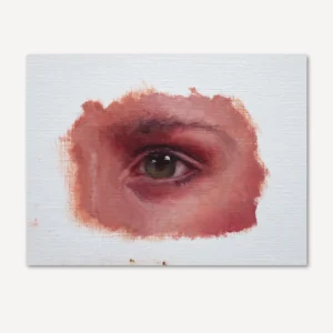 realistic oil painting study of a close up of an womans left eye are