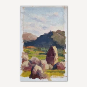 Castlerigg Stone Circle in Keswick oil painting study on a summer afternoon
