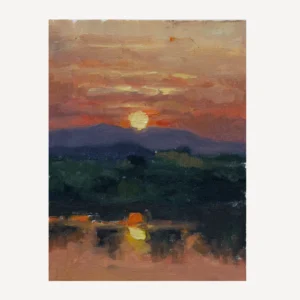 italian lake sunset and reflections over mountains